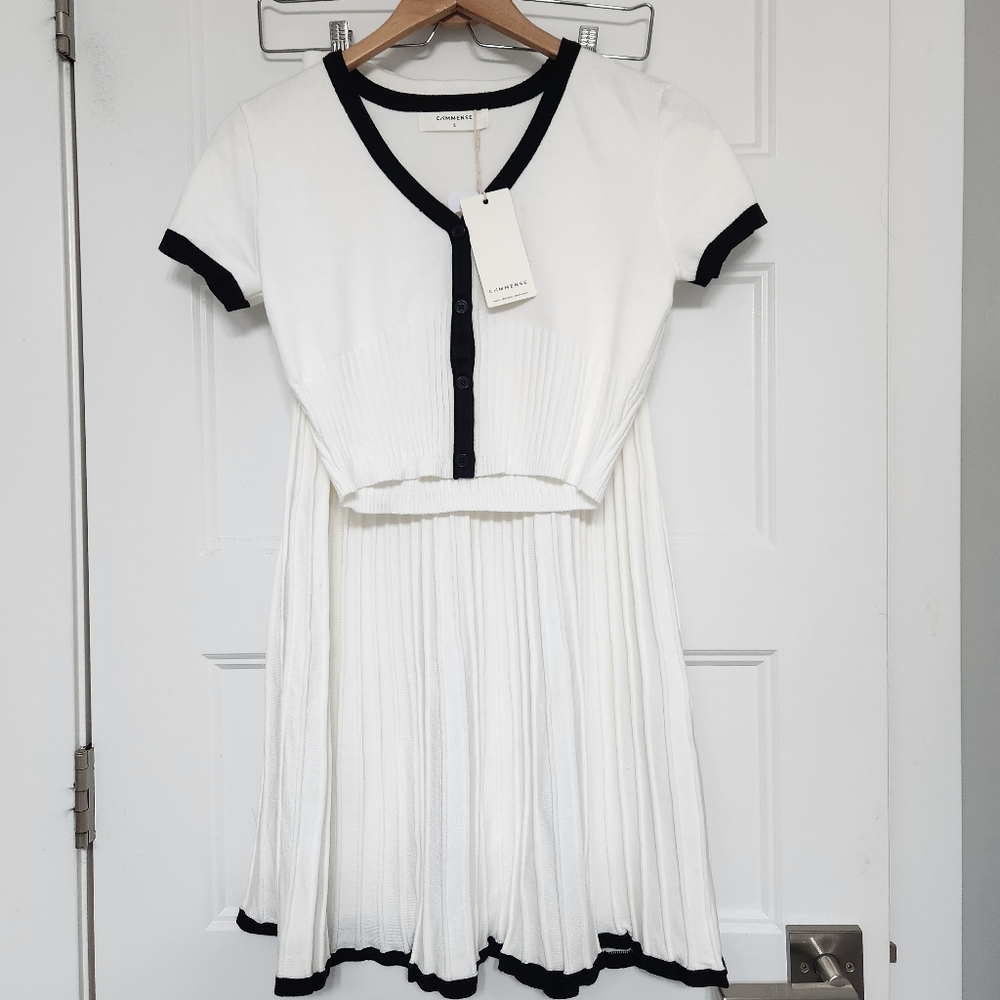 NWT Commense Minimalist Contrast Trim Sweater Skirt Set - Picture 5 of 11